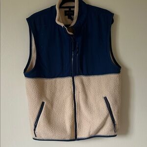 J Crew Mens Sherpa Zip Front Vest Jacket Fleece Coat Size XL